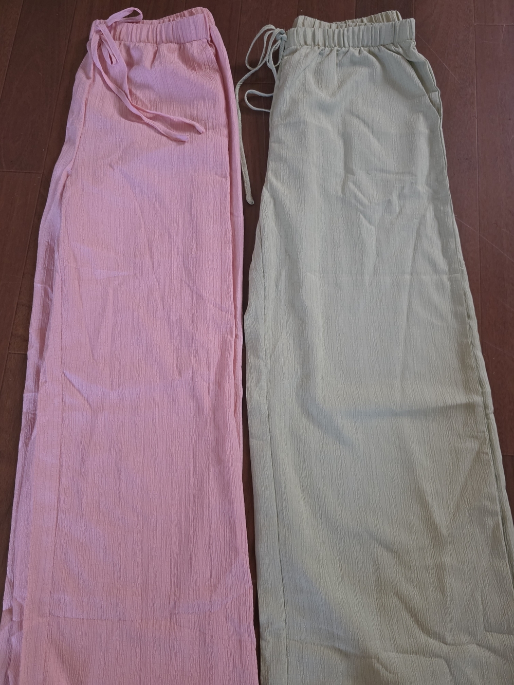 Light Pink and Light Sage Drawstring Lounge Pants Pair